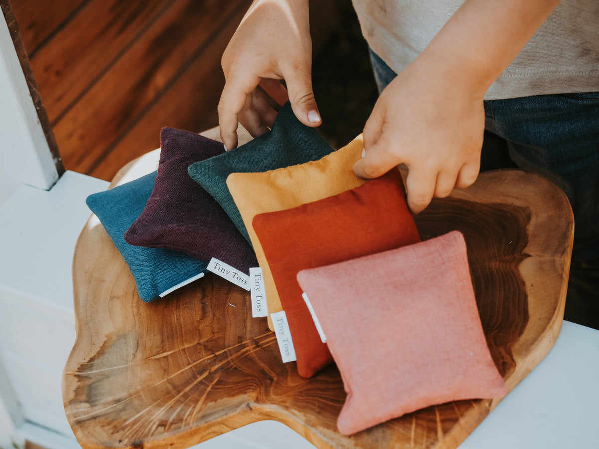 Wild Earth set of 6 handmade earthy linen sandbags by Tiny Toss