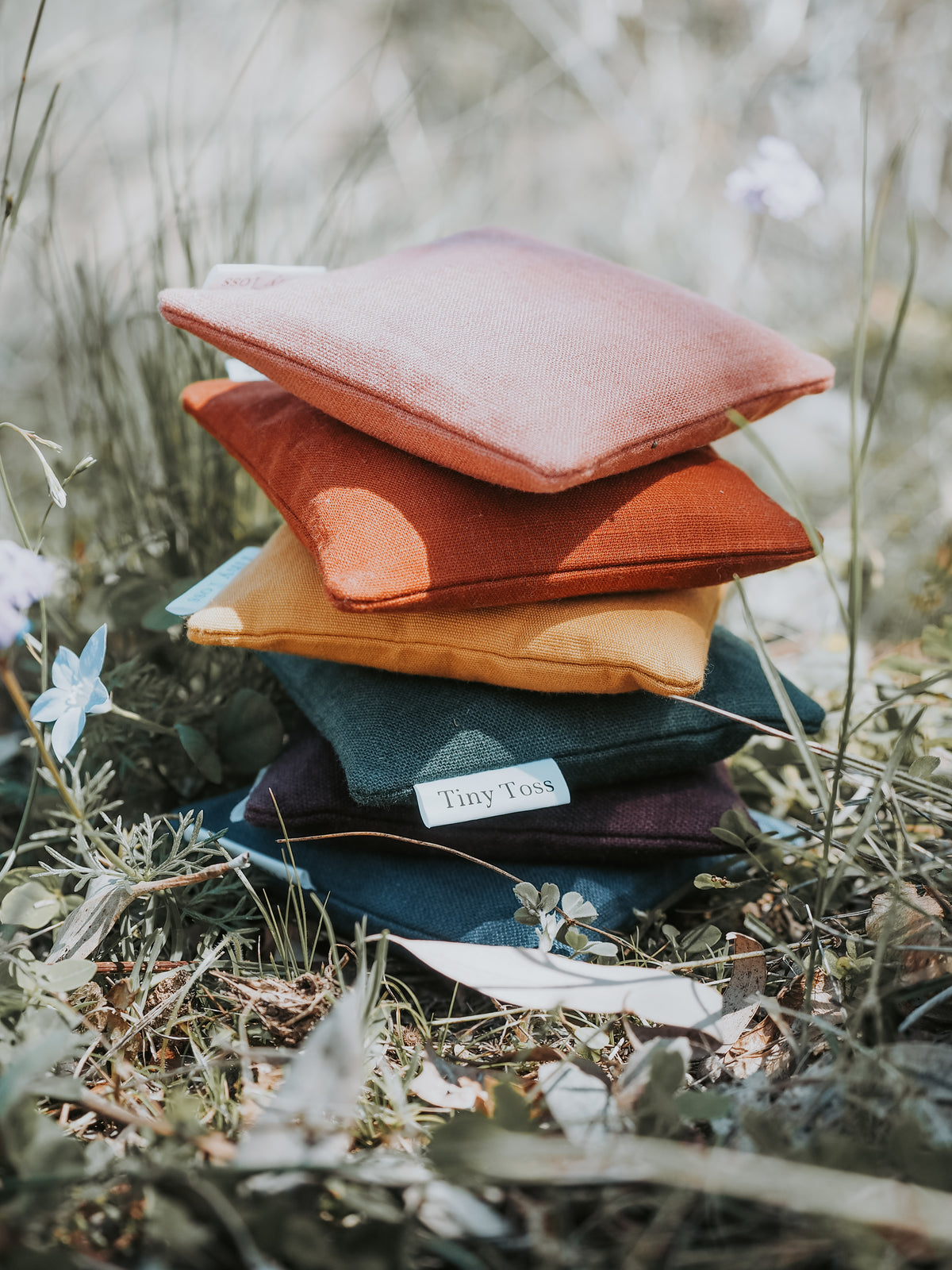Wild Earth set of 6 handmade earthy linen sandbags by Tiny Toss