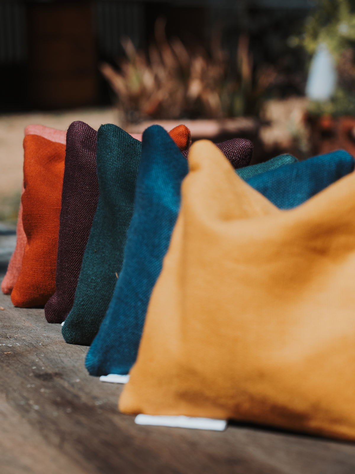 Wild Earth set of 6 handmade earthy linen sandbags by Tiny Toss