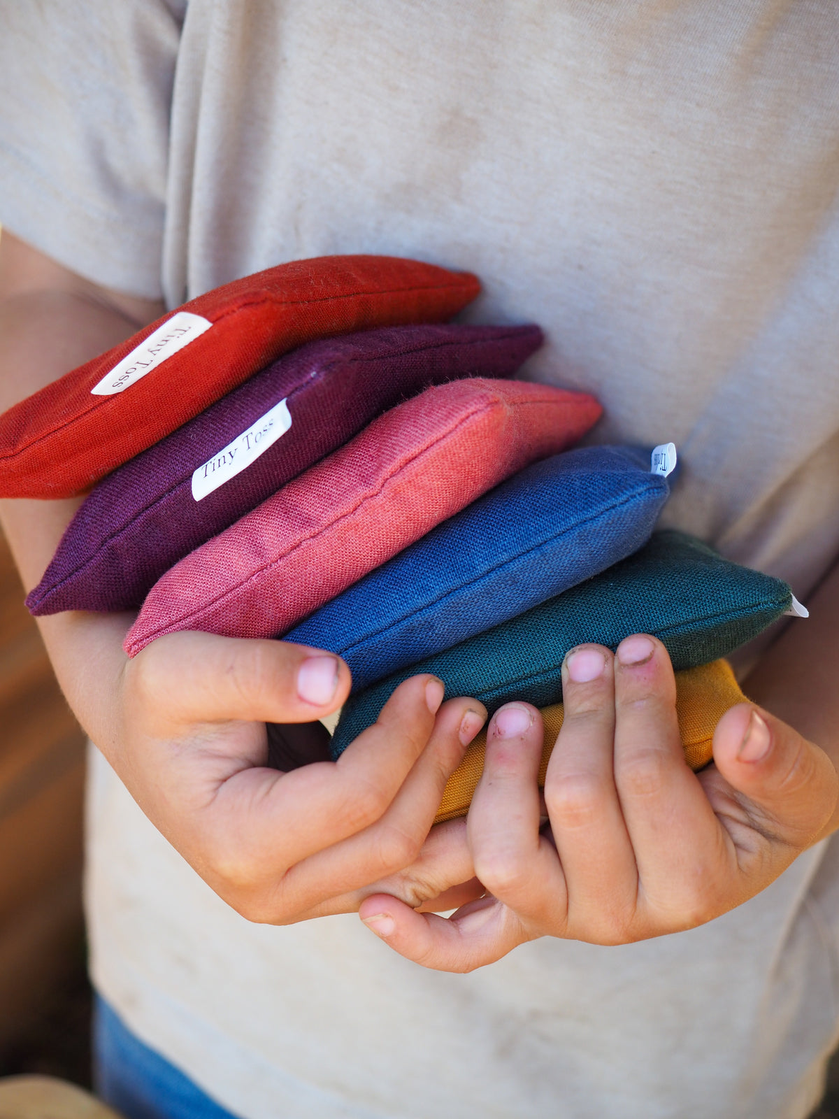 Wild Earth set of 6 handmade earthy linen sandbags by Tiny Toss