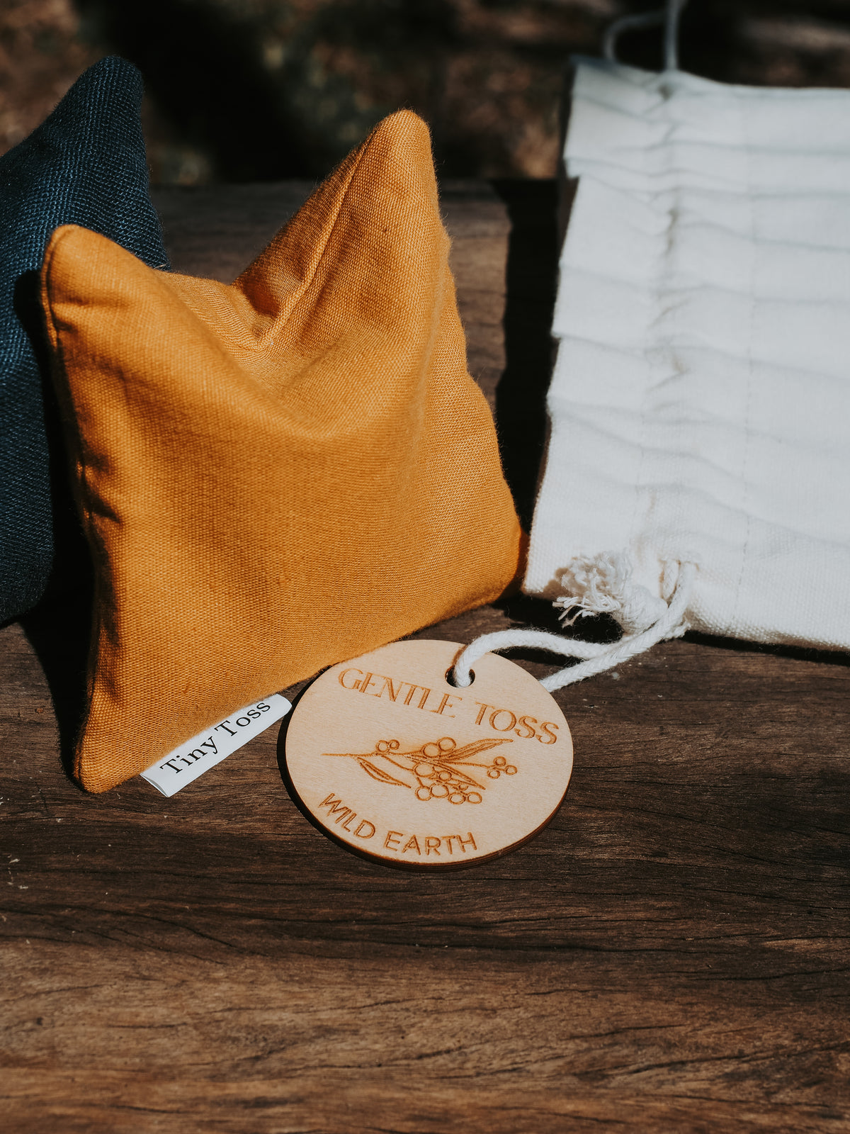 Wild Earth set of 6 handmade earthy linen sandbags by Tiny Toss